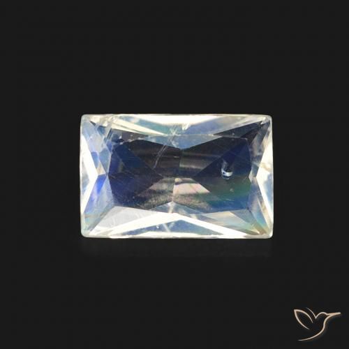 0.46ct 天然 青みがかったホワイト レインボームーンストーン, バゲット, 透明