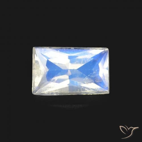 0.45ct 天然 青みがかったホワイト レインボームーンストーン, バゲット, 透明