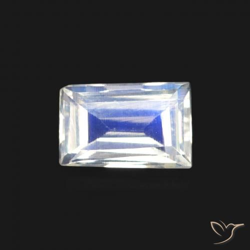 0.47ct 天然 青みがかったホワイト レインボームーンストーン, バゲット, 透明
