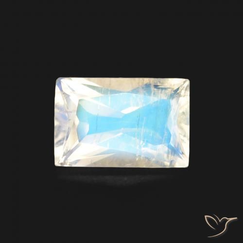 0.46ct 天然 青みがかったホワイト レインボームーンストーン, バゲット, 透明