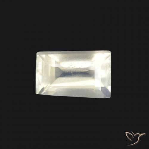 0.53ct 天然 青みがかったホワイト レインボームーンストーン, バゲット, 透明