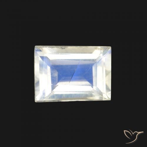 1.00ct 天然 青みがかったホワイト レインボームーンストーン, バゲット, 透明