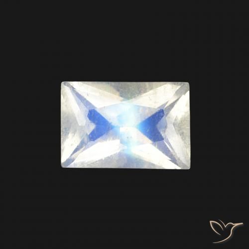0.54ct 天然 青みがかったホワイト レインボームーンストーン, バゲット, 透明