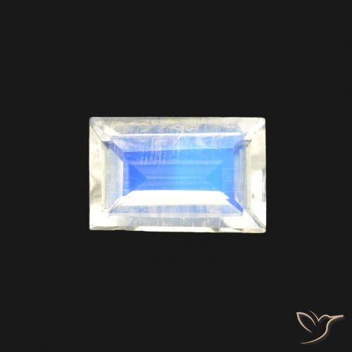 0.44ct 天然 青みがかったホワイト レインボームーンストーン, バゲット, 透明