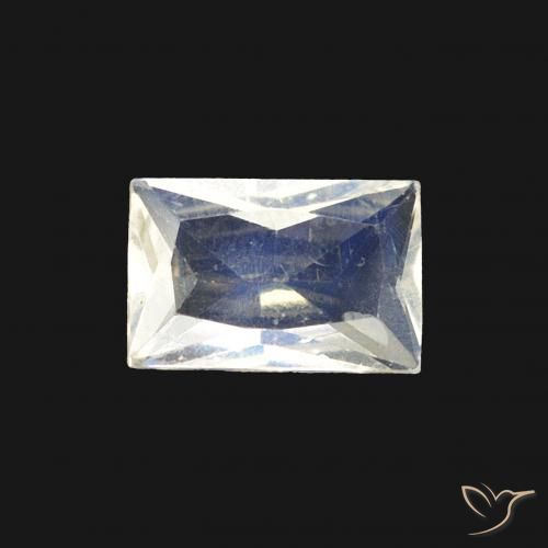 0.43ct 天然 青みがかったホワイト レインボームーンストーン, バゲット, 透明