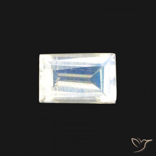 0.41ct 天然 青みがかったホワイト レインボームーンストーン, バゲット, 透明