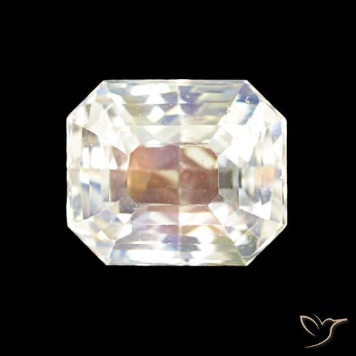 2.55ct 天然 マルチカラーホワイト レインボームーンストーン, エメラルドカット, VVS