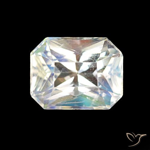 1.91ct 天然 マルチカラーホワイト レインボームーンストーン, エメラルドカット, VS