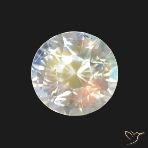 1.59ct 天然 マルチカラーホワイト レインボームーンストーン, ラウンド, VVS-VS