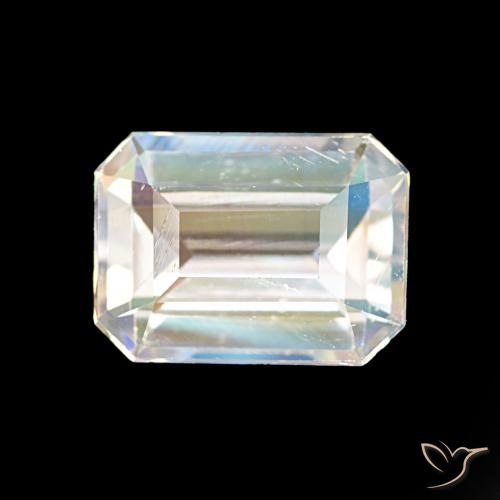 1.77ct マルチカラーホワイト レインボームーンストーン, エメラルドカット, VVS-VS