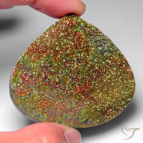 130.91ct 天然 マルチカラー レインボーパイライト, 洋梨の形, オペーク