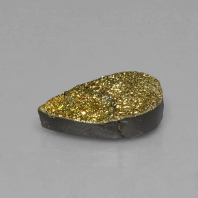 5.04カラットの天然マルチカラーレインボーパイライト、洋梨の形、オペーク