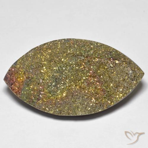 25.84ct 天然 マルチカラー レインボーパイライト, マーキーズ, オペーク