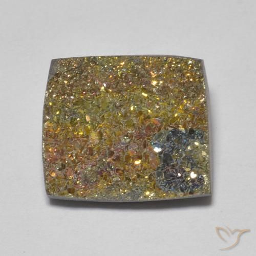 5.14ct 天然 マルチカラー レインボーパイライト, 四角形, オペーク