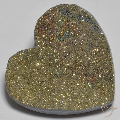 29.66ct 天然 マルチカラー レインボーパイライト, 心臓, オペーク
