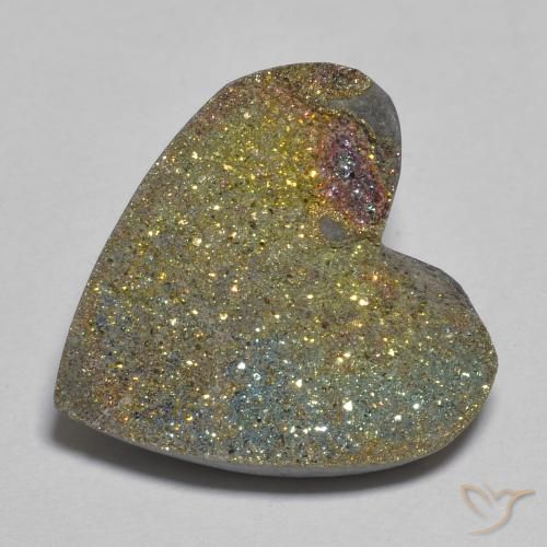 10.02ct 天然 マルチカラー レインボーパイライト, 心臓, オペーク