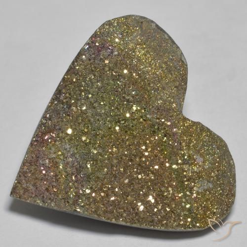 26.42ct 天然 マルチカラー レインボーパイライト, 心臓, オペーク