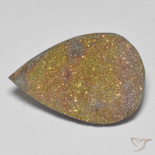 13.57ct 天然 マルチカラー レインボーパイライト, 洋梨の形, オペーク