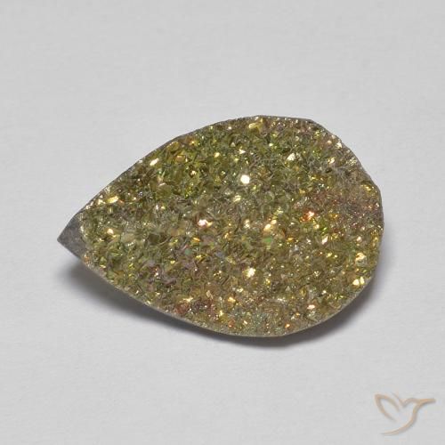 4.77ct 天然 マルチカラー レインボーパイライト, 洋梨の形, オペーク