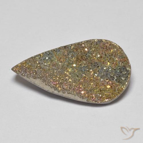 8.68ct 天然 マルチカラー レインボーパイライト, 洋梨の形, オペーク