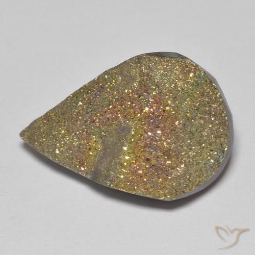 14.54ct 天然 マルチカラー レインボーパイライト, 洋梨の形, オペーク