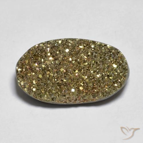10.10ct 天然 マルチカラー レインボーパイライト, 楕円形, オペーク