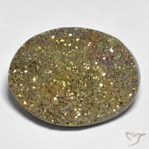 19.53ct 天然 マルチカラー レインボーパイライト, 楕円形, オペーク
