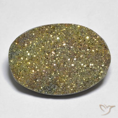 18.36ct 天然 マルチカラー レインボーパイライト, 楕円形, オペーク