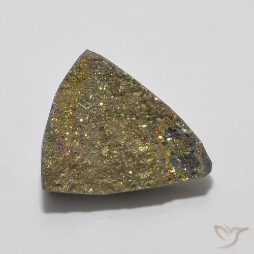 4.89ct 天然 マルチカラー レインボーパイライト, トリリオン, オペーク