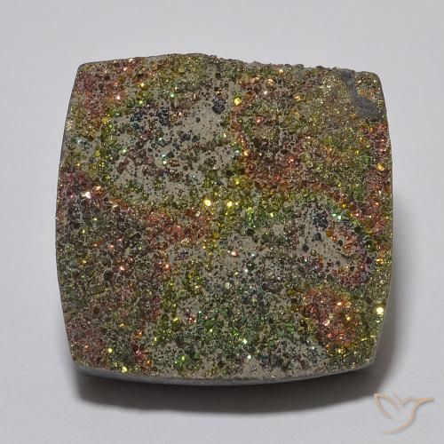 9.32ct 天然 マルチカラー レインボーパイライト, 四角形, オペーク
