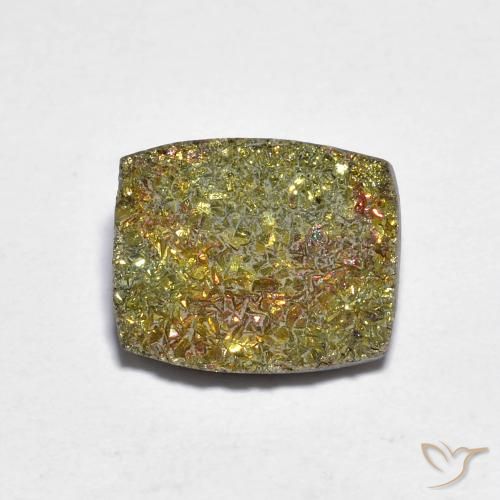 3.58カラットの天然マルチカラーレインボーパイライト（10.8×9.1 mm・バゲット）