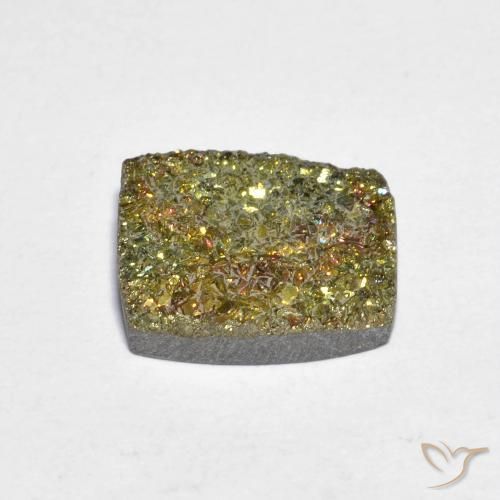 3.58カラットの天然マルチカラーレインボーパイライト（10.8×9.1 mm・バゲット）