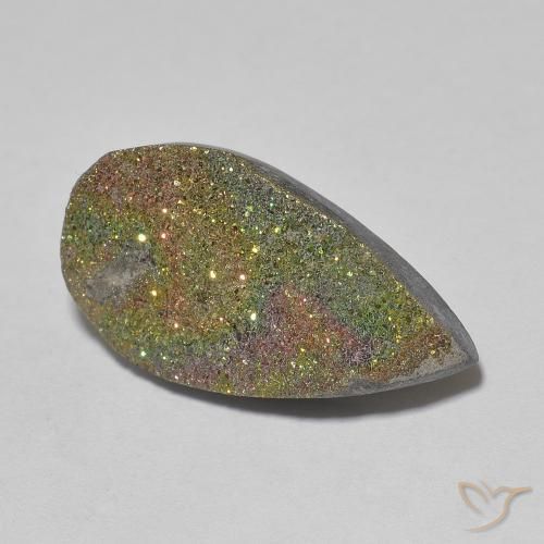 8.03ct 天然 マルチカラー レインボーパイライト, 洋梨の形, オペーク
