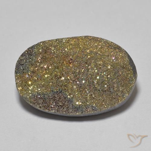 11.05ct 天然 マルチカラー レインボーパイライト, 楕円形, オペーク