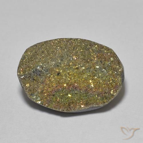 7.46ct 天然 マルチカラー レインボーパイライト, 楕円形, オペーク