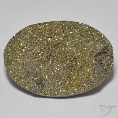 18.68ct 天然 マルチカラー レインボーパイライト, 楕円形, オペーク