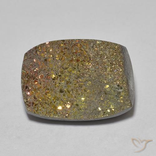8.00ct 天然 マルチカラー レインボーパイライト, クッション, オペーク