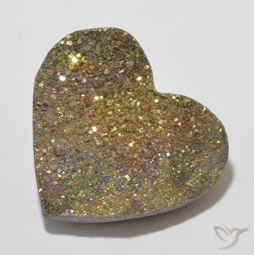 7.36ct 天然 マルチカラー レインボーパイライト, 心臓, オペーク