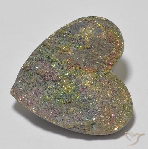 17.87ct 天然 マルチカラー レインボーパイライト, 心臓, オペーク