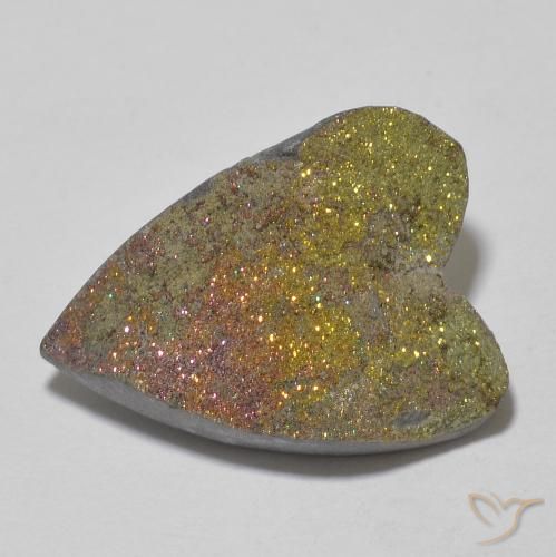 12.80ct 天然 マルチカラー レインボーパイライト, 心臓, オペーク