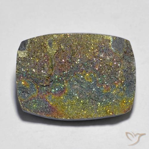 16.03ct 天然 マルチカラー レインボーパイライト, クッション, オペーク