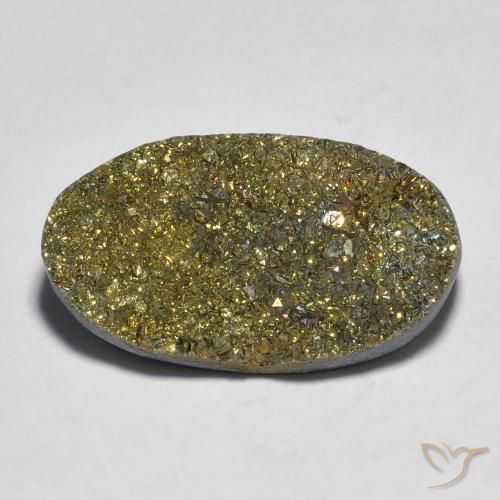 12.47ct 天然 マルチカラー レインボーパイライト, 楕円形, オペーク