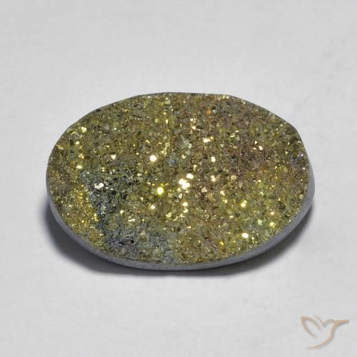 11.75ct 天然 マルチカラー レインボーパイライト, 楕円形, オペーク