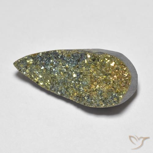 6.64ct 天然 マルチカラー レインボーパイライト, 洋梨の形, オペーク