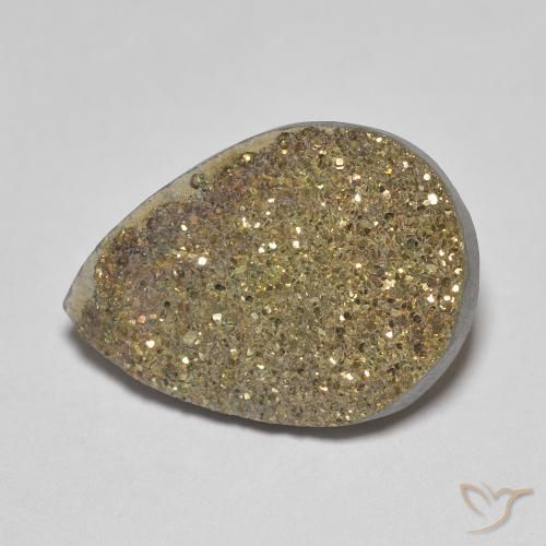 6.60ct 天然 マルチカラー レインボーパイライト, 洋梨の形, オペーク