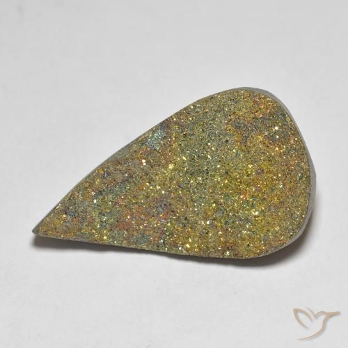 12.62ct 天然 マルチカラー レインボーパイライト, 洋梨の形, オペーク