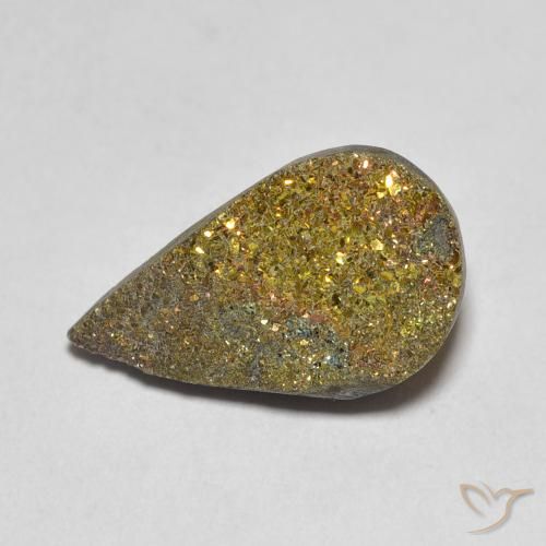 4.42ct 天然 マルチカラー レインボーパイライト, 洋梨の形, オペーク