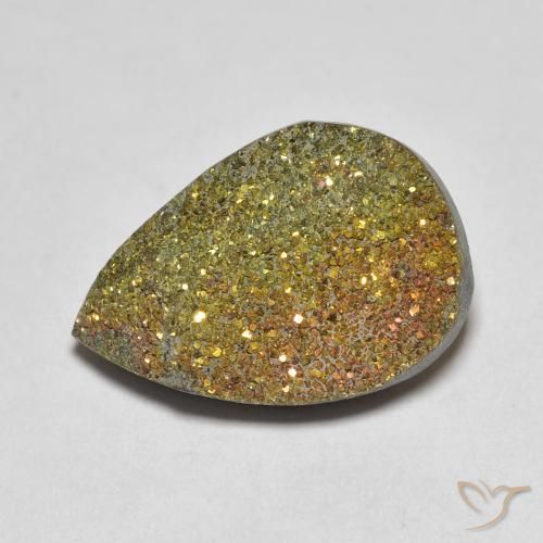 6.29ct 天然 マルチカラー レインボーパイライト, 洋梨の形, オペーク