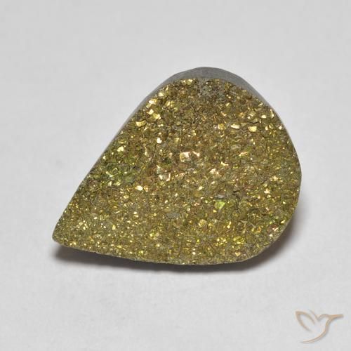 5.42ct 天然 マルチカラー レインボーパイライト, 洋梨の形, オペーク