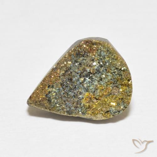 3.71ct 天然 マルチカラー レインボーパイライト, 洋梨の形, オペーク